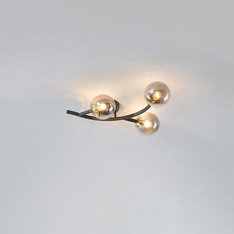 Branch Semi Flush Mount Lighting Postmodern Ball Glass Ceiling Light for Living Room