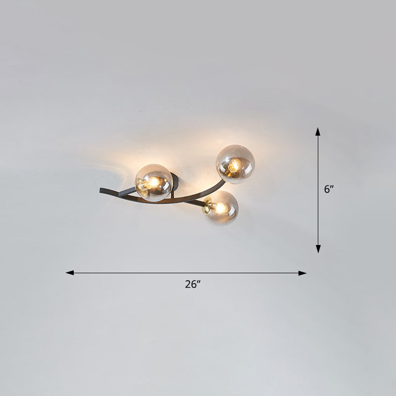 Branch Semi Flush Mount Lighting Postmodern Ball Glass Ceiling Light for Living Room