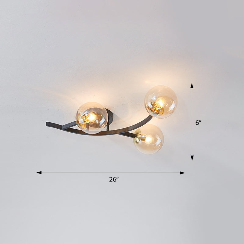 Branch Semi Flush Mount Lighting Postmodern Ball Glass Ceiling Light for Living Room
