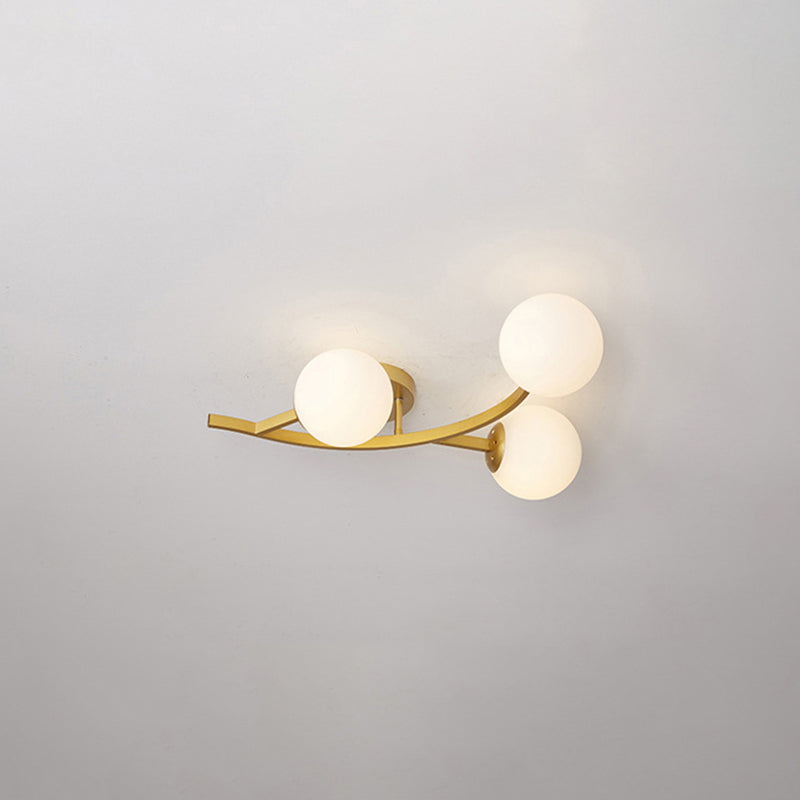 Branch Semi Flush Mount Lighting Postmodern Ball Glass Ceiling Light for Living Room