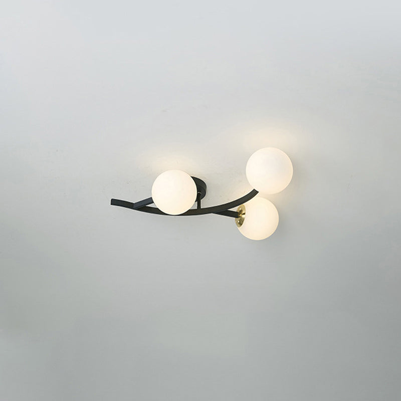 Branch Semi Flush Mount Lighting Postmodern Ball Glass Ceiling Light for Living Room