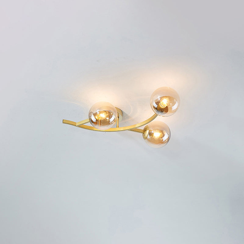 Branch Semi Flush Mount Lighting Postmodern Ball Glass Ceiling Light for Living Room