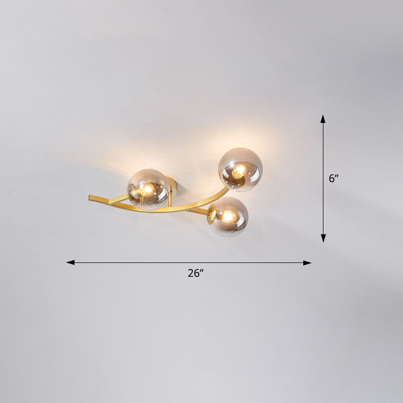 Branch Semi Flush Mount Lighting Postmodern Ball Glass Ceiling Light for Living Room