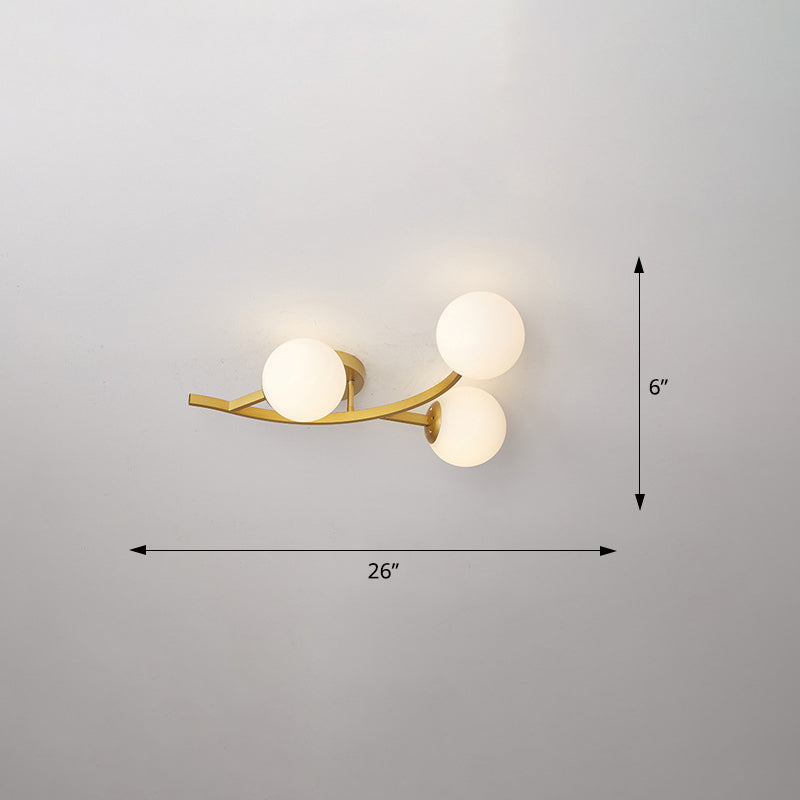 Branch Semi Flush Mount Lighting Postmodern Ball Glass Ceiling Light for Living Room