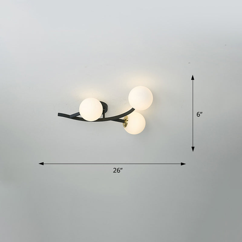 Branch Semi Flush Mount Lighting Postmodern Ball Glass Ceiling Light for Living Room