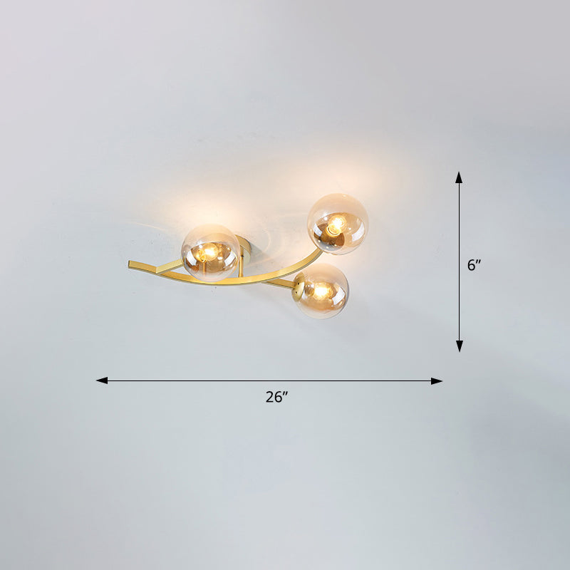 Branch Semi Flush Mount Lighting Postmodern Ball Glass Ceiling Light for Living Room