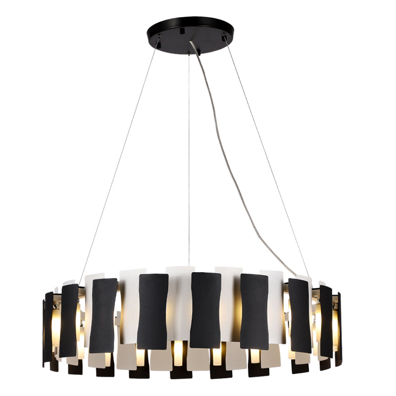 Black and White Circular Chandelier Postmodern Creative Metal Pendant Light for Living Room