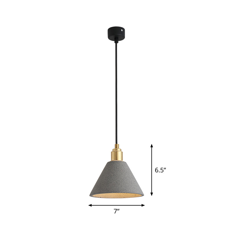 Concrete Conical Pendant Light Fixture Minimalist 1 Head Ceiling Suspension Lamp