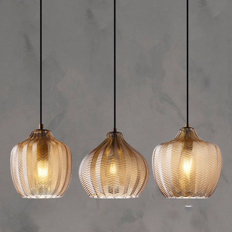 Wavy Glass Shaded Hanging Lamp Nordic Style Single Pendant Ceiling Light for Dining Room
