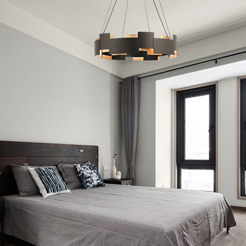 Splicing Metal Pendant Chandelier Postmodern Black and Gold Inner Suspension Light