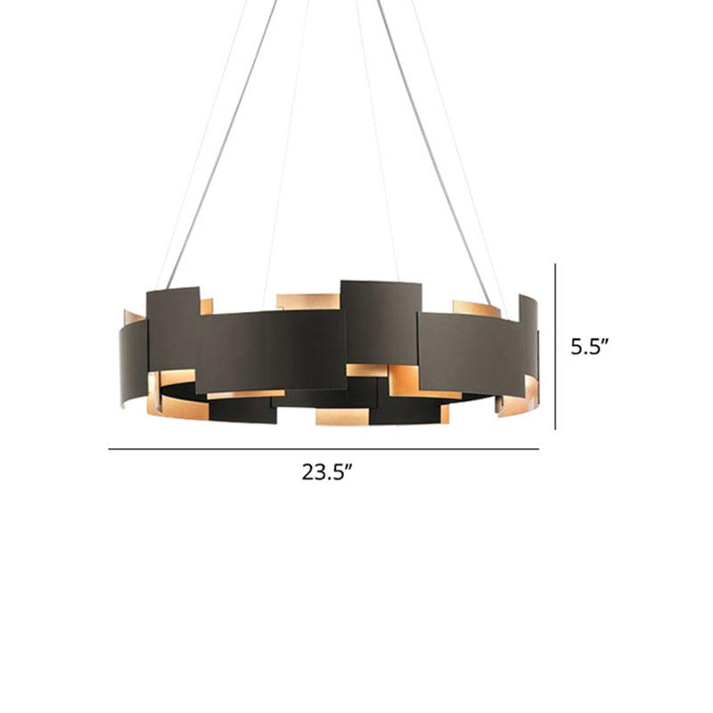 Splicing Metal Pendant Chandelier Postmodern Black and Gold Inner Suspension Light