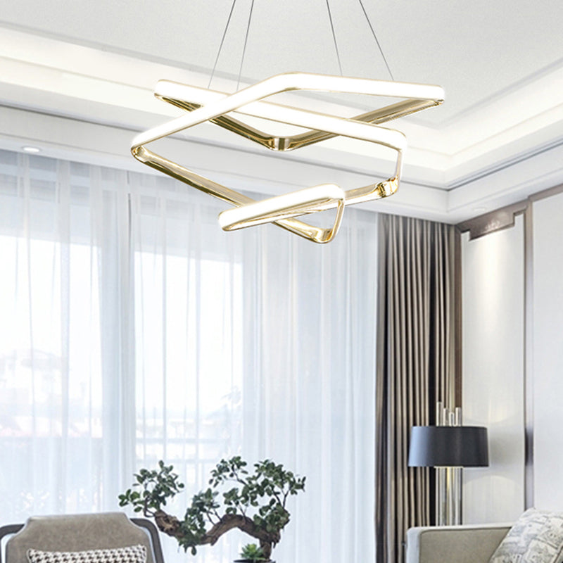 Contorted LED Pendant Light Simplicity Metal Living Room Ceiling Chandelier in Gold