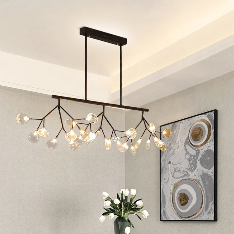Minimalist Firefly Island Lamp Glass 27-Bulb Dining Room Suspended Lighting Fixture