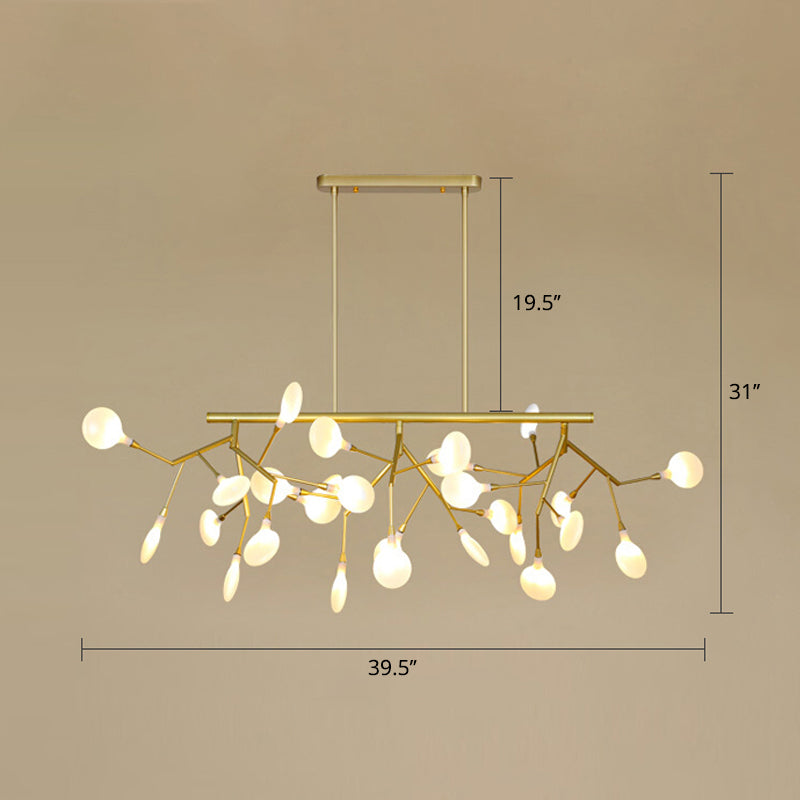 Minimalist Firefly Island Lamp Glass 27-Bulb Dining Room Suspended Lighting Fixture