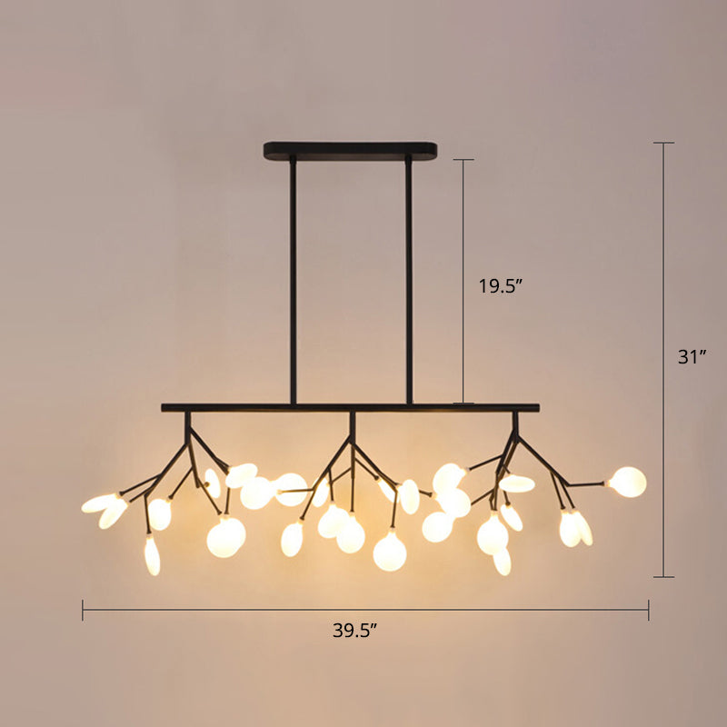 Minimalist Firefly Island Lamp Glass 27-Bulb Dining Room Suspended Lighting Fixture