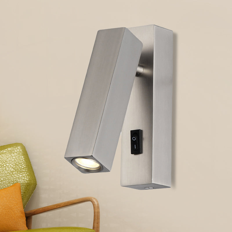 Black/Silver/White Mini Wall Sconce Contemporary Metallic LED Wall Mounted Lamp with Rotatable Design