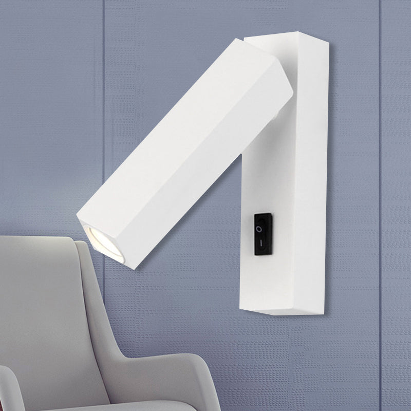 Black/Silver/White Mini Wall Sconce Contemporary Metallic LED Wall Mounted Lamp with Rotatable Design