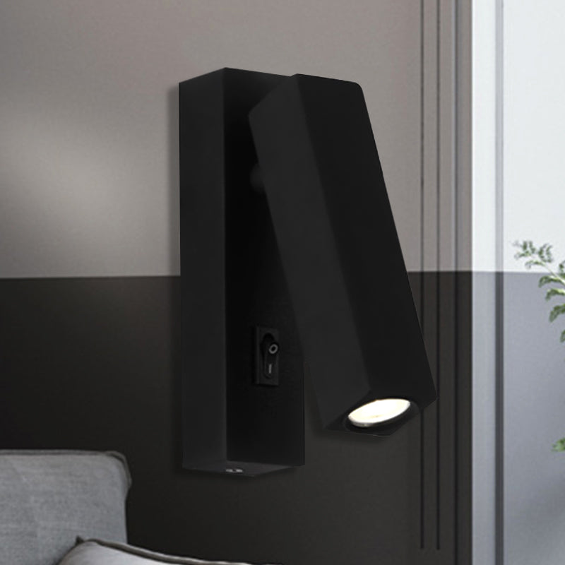 Black/Silver/White Mini Wall Sconce Contemporary Metallic LED Wall Mounted Lamp with Rotatable Design