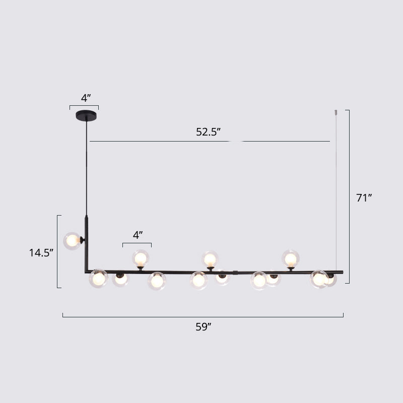 Ball Hanging Island Light Postmodern Glass Suspension Pendant Light for Dining Room