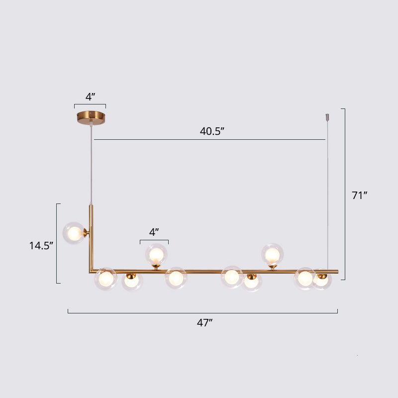 Ball Hanging Island Light Postmodern Glass Suspension Pendant Light for Dining Room
