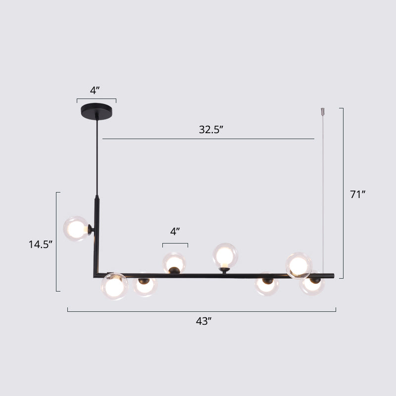 Ball Hanging Island Light Postmodern Glass Suspension Pendant Light for Dining Room