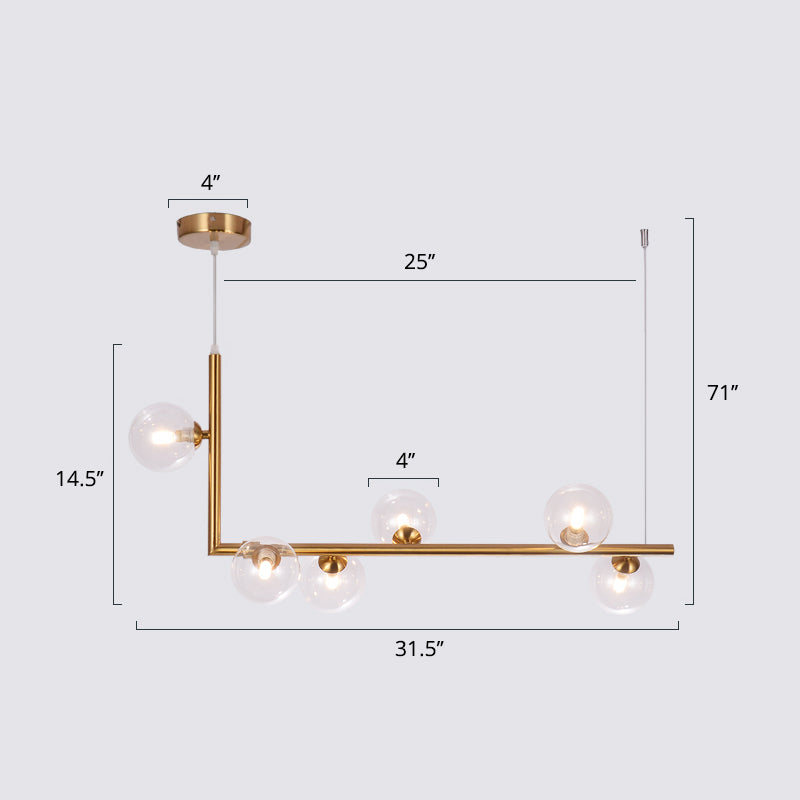 Ball Hanging Island Light Postmodern Glass Suspension Candant Light per sala da pranzo