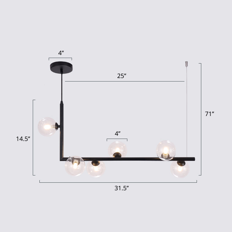 Ball Hanging Island Light Postmodern Glass Suspension Pendant Light for Dining Room