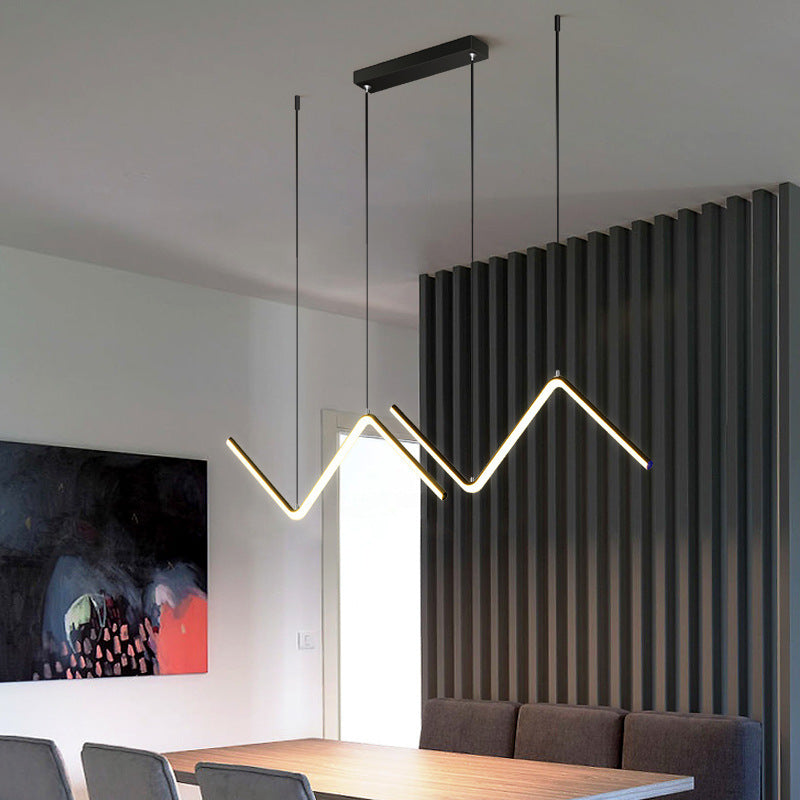 Minimalist Z Shaped Hanging Pendant Light Aluminum Restaurant LED Suspension Light Fixture