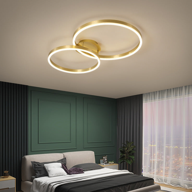 Gold Halo LED Ceiling Lighting Minimalist Aluminum Semi Flush Light Fixture for Bedroom