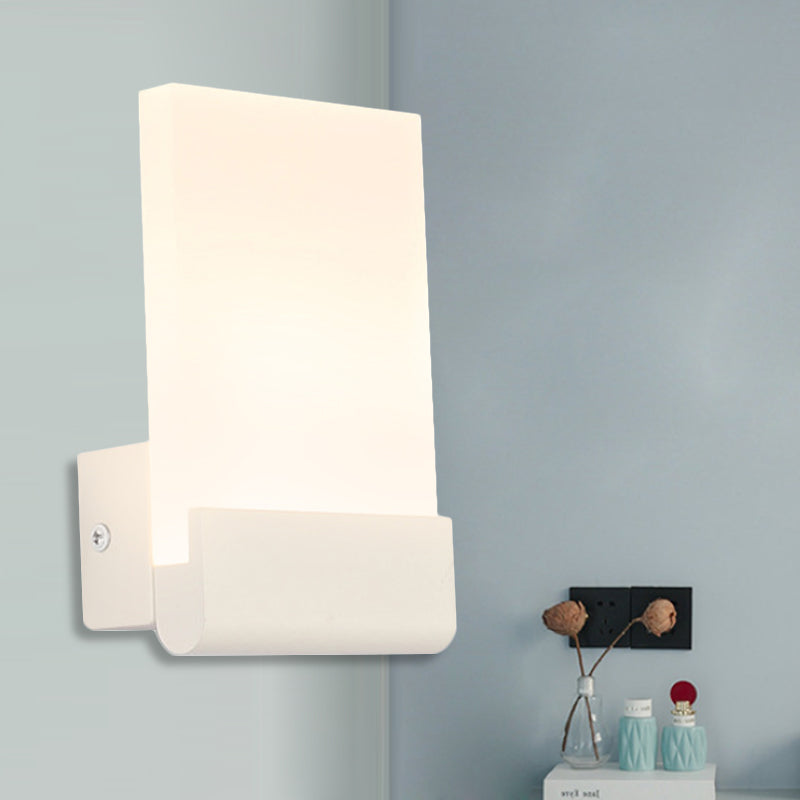 4" Wide Black/White Acrylic Sconce Light Simple Cuboid LED Wall Lighting Ideas, Warm/White Light