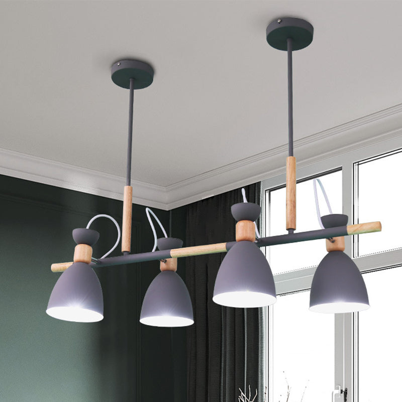 Adjustable Bell Metal Island Lighting Nordic 4 Lights Ceiling Hang Light for Dining Room