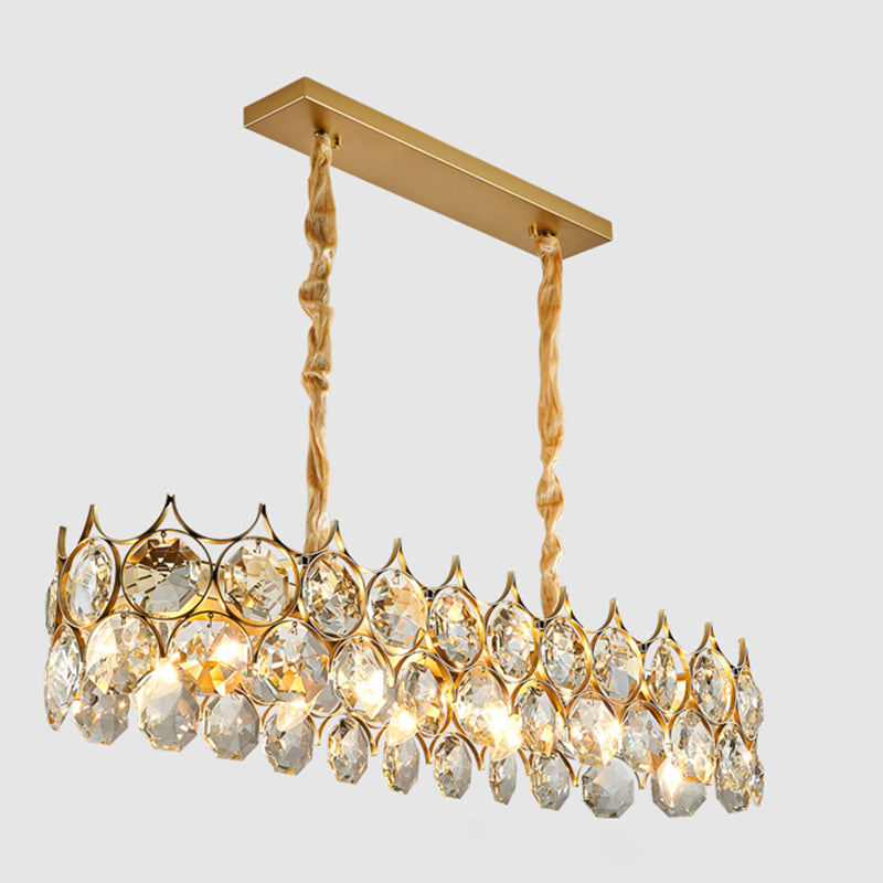 Beveled Cut Crystal Bead Hanging Lamp Postmodern Style Chandelier Pendant Light for Living Room