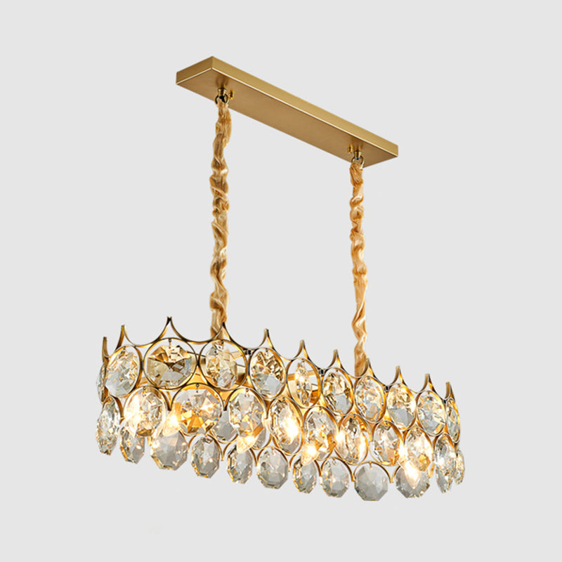 Beveled Cut Crystal Bead Hanging Lamp Postmodern Style Chandelier Pendant Light for Living Room