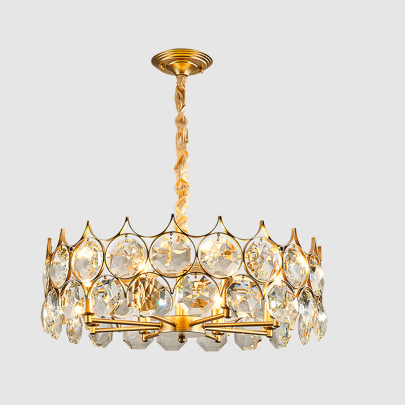 Beveled Cut Crystal Bead Hanging Lamp Postmodern Style Chandelier Pendant Light for Living Room