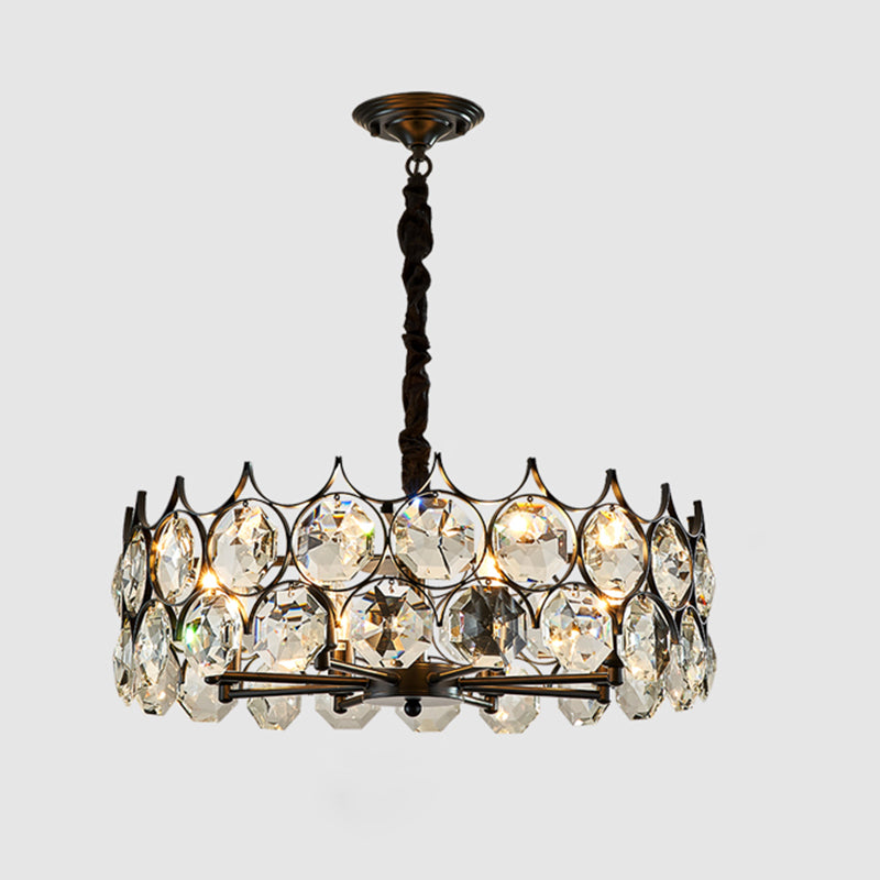 Beveled Cut Crystal Bead Hanging Lamp Postmodern Style Chandelier Pendant Light for Living Room