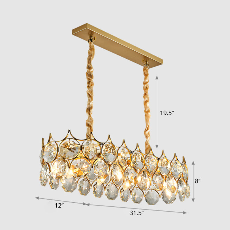 Beveled Cut Crystal Bead Hanging Lamp Postmodern Style Chandelier Pendant Light for Living Room
