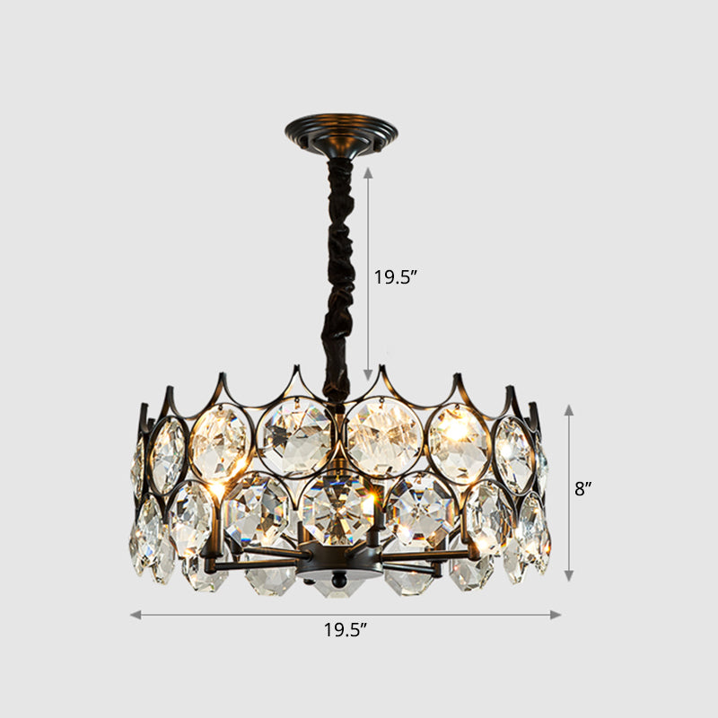 Beveled Cut Crystal Bead Hanging Lamp Postmodern Style Chandelier Pendant Light for Living Room