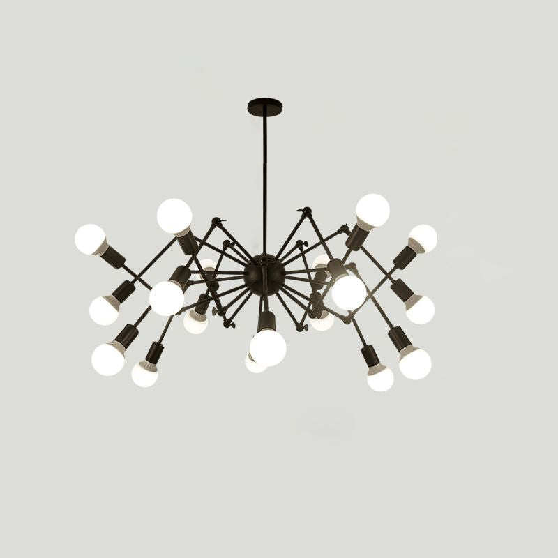 Spider Metal Chandelier Industrial Clothing Shop Commercial Pendant Lighting with Open Bulb Design