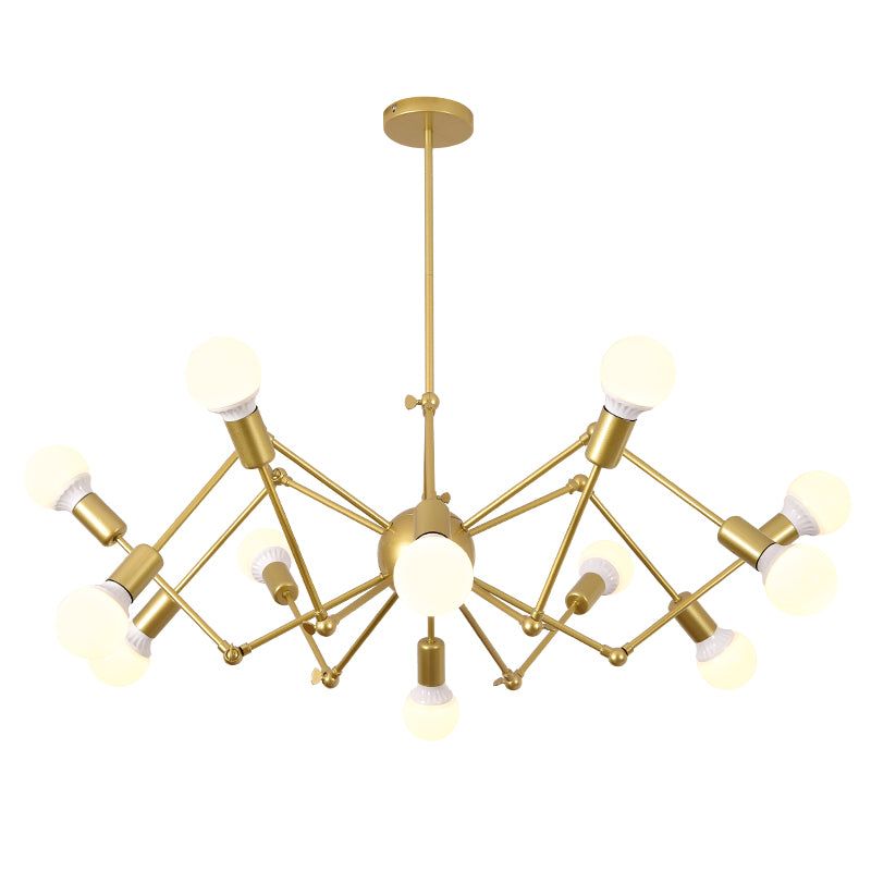 Spider Metal Chandelier Industrial Clothing Shop Commercial Pendant Lighting with Open Bulb Design