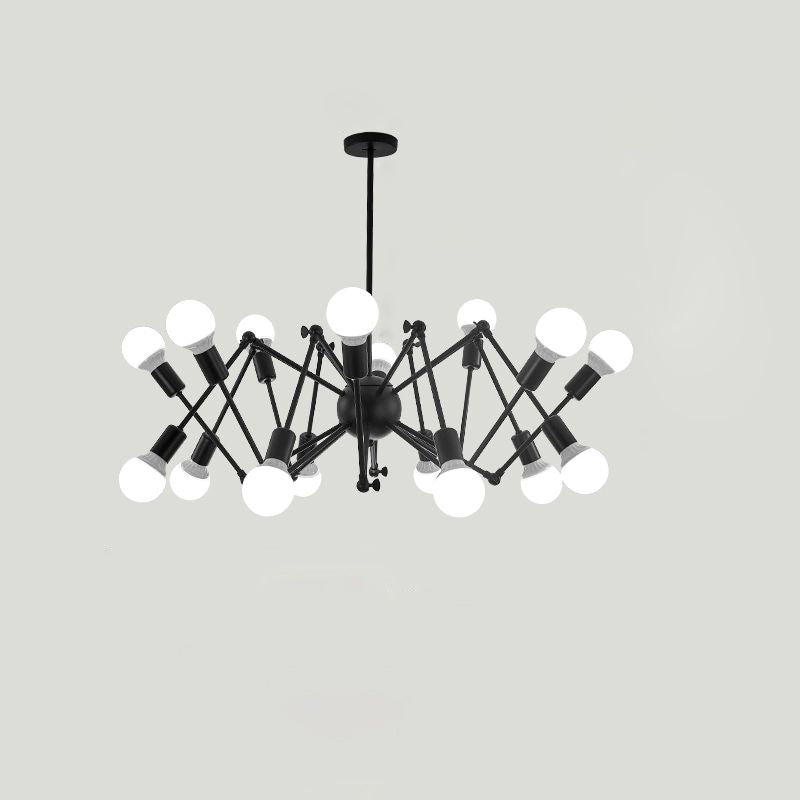 Spider Metal Chandelier Industrial Clothing Shop Commercial Pendant Lighting with Open Bulb Design
