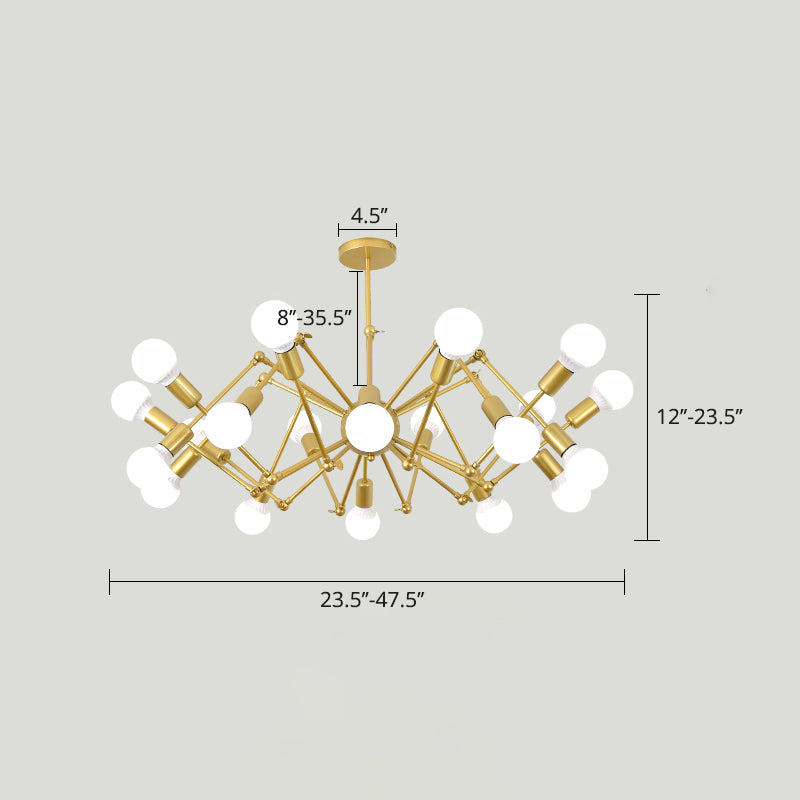 Spider Metal Chandelier Industrial Clothing Shop Commercial Pendant Lighting with Open Bulb Design