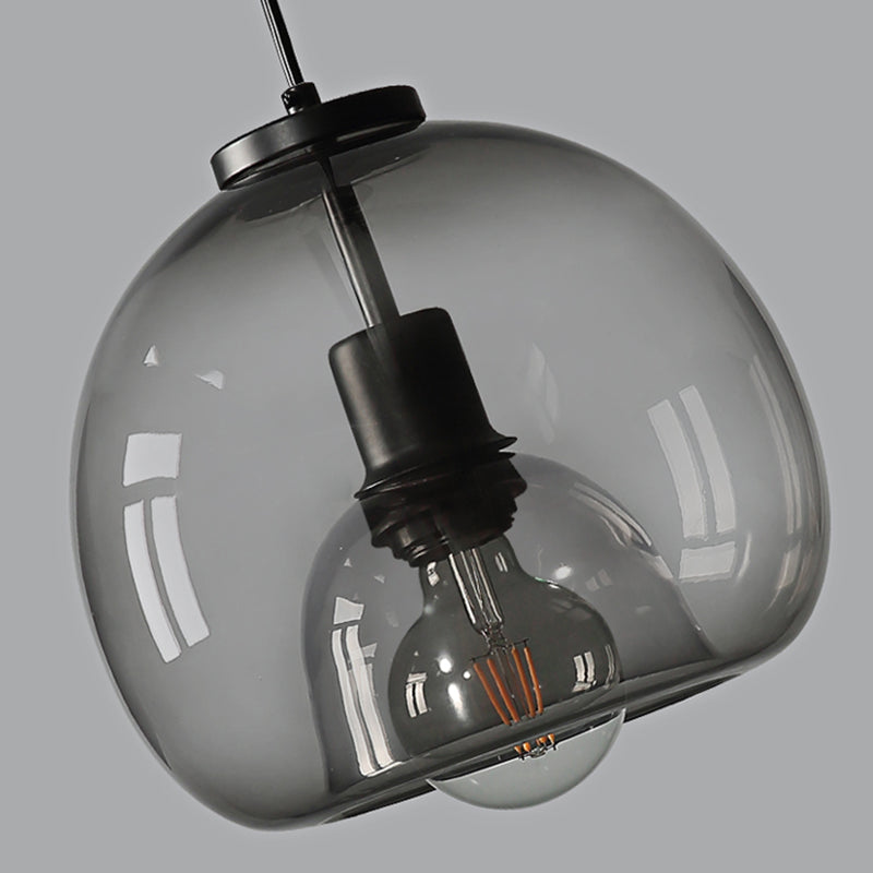 Handgefertigte Glaskuppel hängende Lampe minimalistische 1-Licht-schwarze Anhängerleuchte über den Tisch