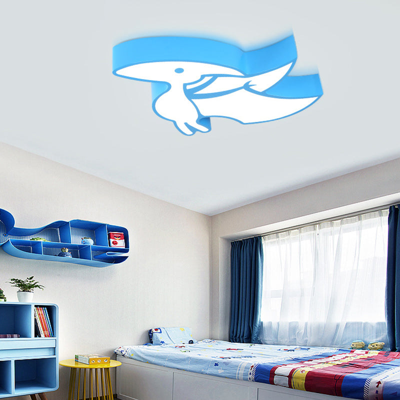 Cartoon Dinosaur Flushmount Ceiling Lamp Metal Kids Room LED Flush-Mount Light Fixture