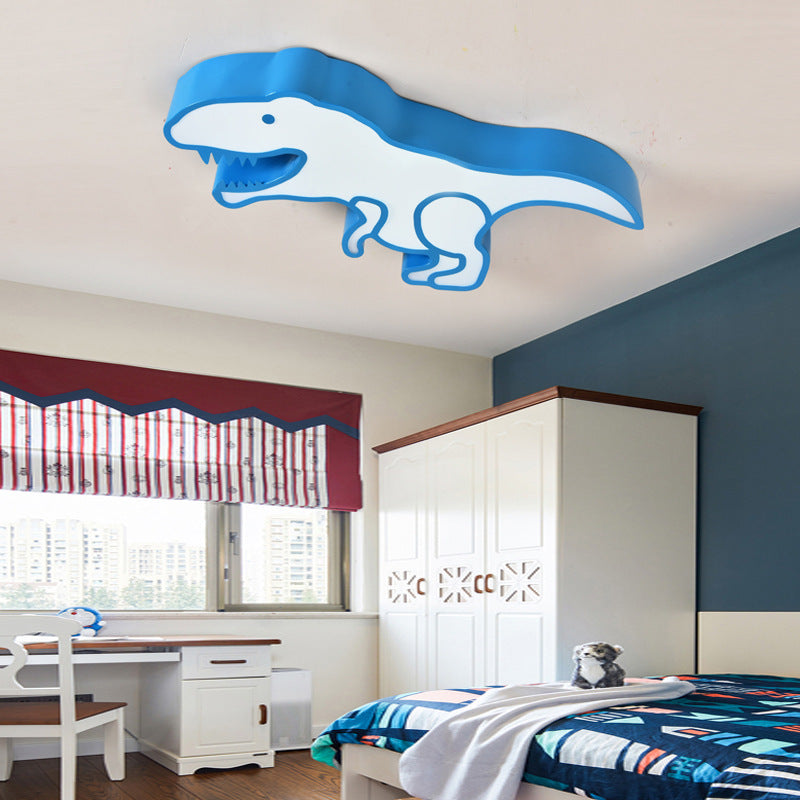 Cartoon Dinosaur Flushmount Ceiling Lamp Metal Kids Room LED Flush-Mount Light Fixture