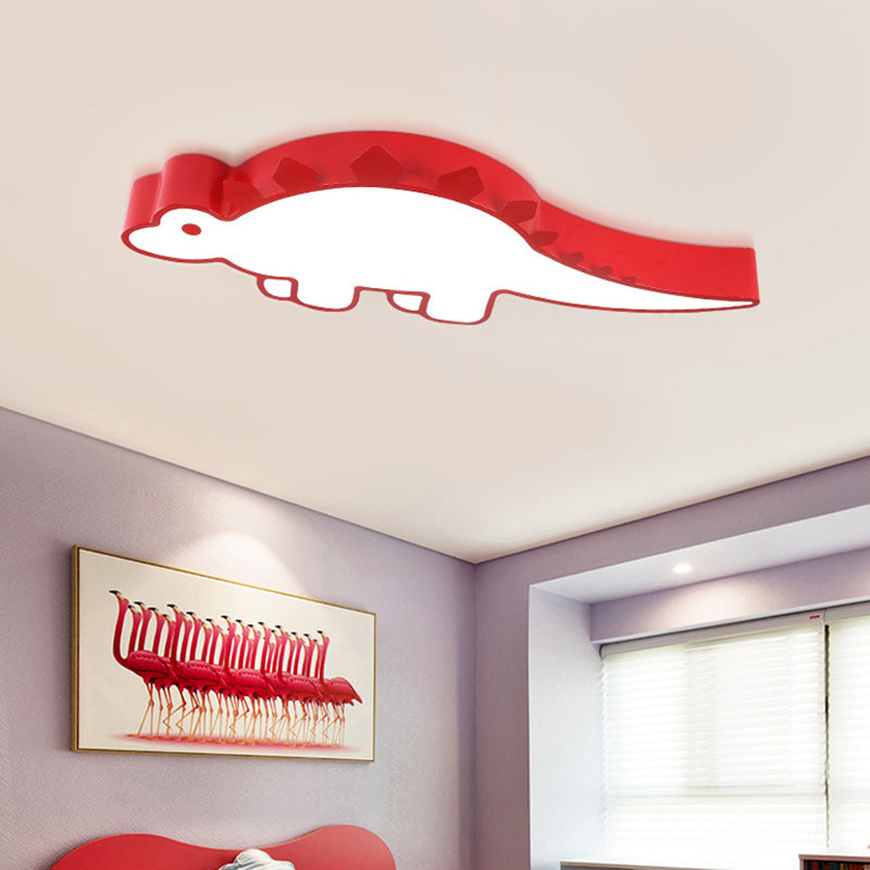 Cartoon Dinosaur Flushmount Ceiling Lamp Metal Kids Room LED Flush-Mount Light Fixture
