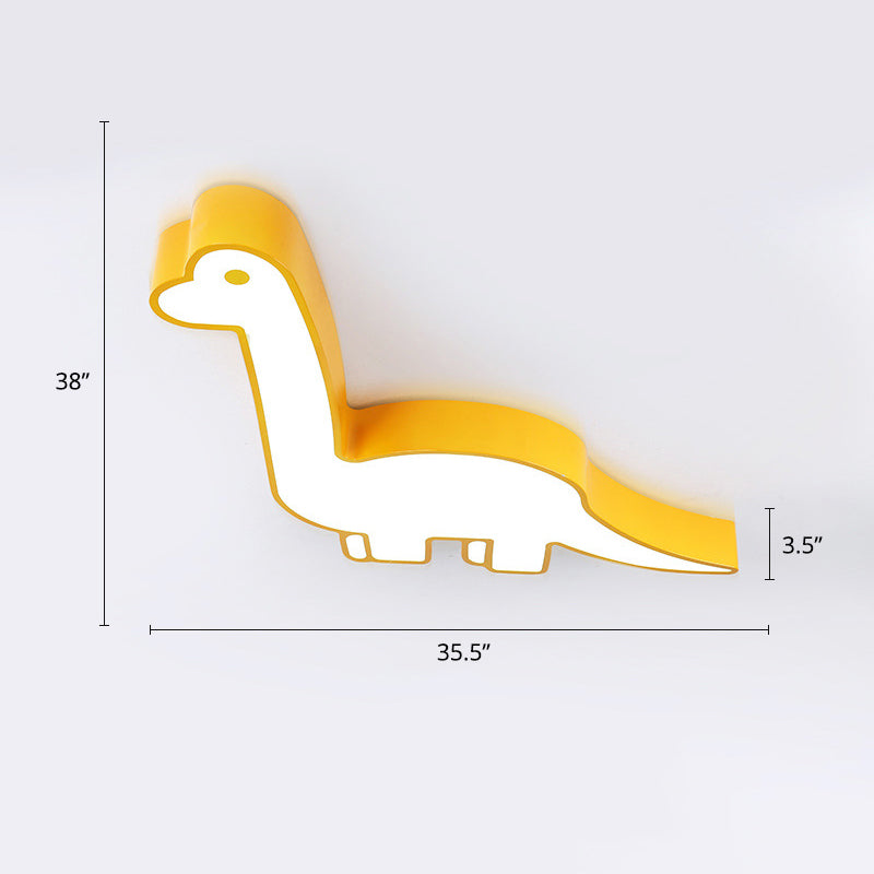 Cartoon Dinosaur Flushmount Ceiling Lamp Metal Kids Room LED Flush-Mount Light Fixture