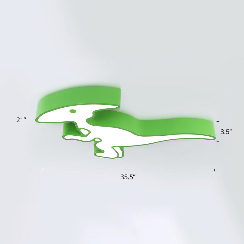 Cartoon Dinosaur Flushmount Ceiling Lamp Metal Kids Room LED Flush-Mount Light Fixture