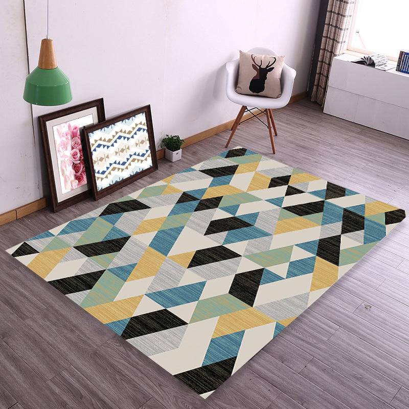 Contemporary Parlor Rug Multicolored Geo Pattern Indoor Rug Non-Slip Backing Pet Friendly Area Carpet