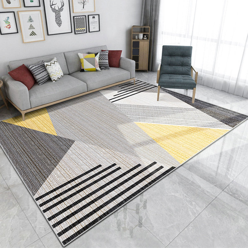 Multicolored Relaxing Rug Synthetics Geometric Printed Area Carpet Non-Slip Backing Easy Care Indoor Rug for Living Room