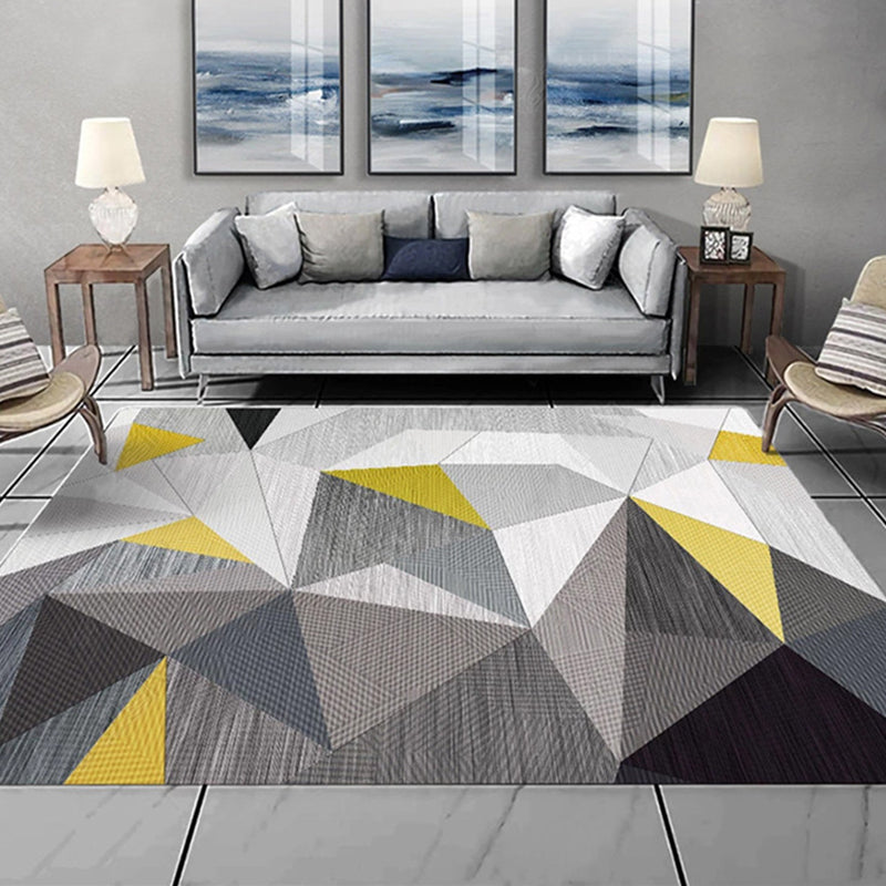 Multicolored Relaxing Rug Synthetics Geometric Printed Area Carpet Non-Slip Backing Easy Care Indoor Rug for Living Room